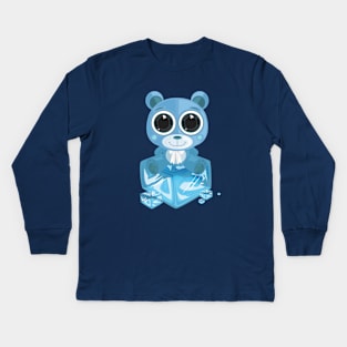 Teddy Bear - Cool Blue Kids Long Sleeve T-Shirt